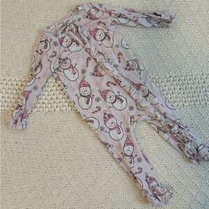 Pink Snowman Print Baby Onesie Caden Lane